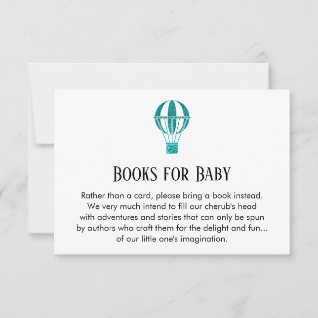 Invitation Parties scintillant Turquoise simple Hot Air Ballo (Devant)