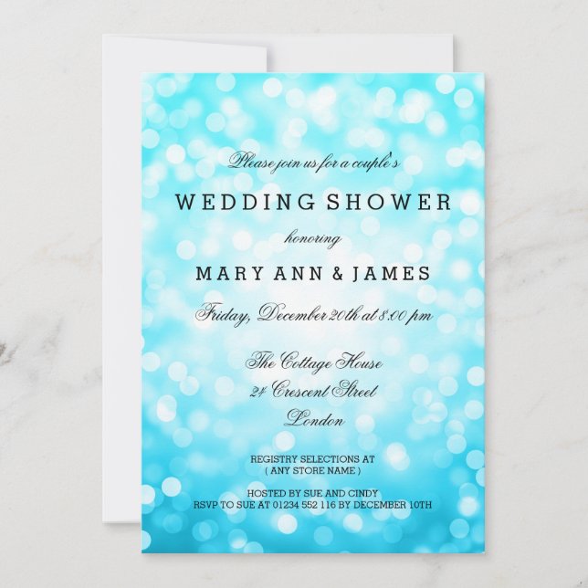 Invitation Parties scintillant turquoise Wedding shower de Co (Devant)