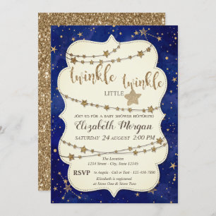 Invitation Parties scintillant Twinkle Little Star Gold Baby 