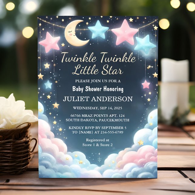 Invitation Parties scintillant Twinkle Twinkle Little Star Ba (Créateur téléchargé)