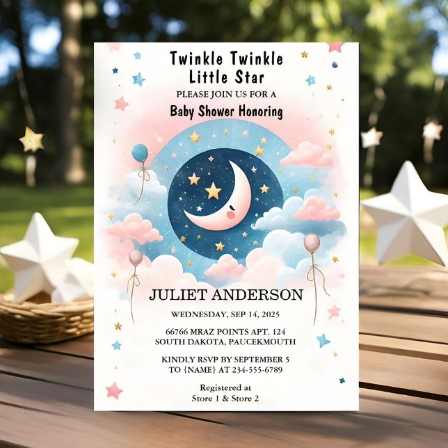 Invitation Parties scintillant Twinkle Twinkle Little Star Ba (Créateur téléchargé)