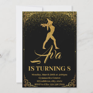 Invitation Parties scintillant Unicorn Gymnastique Anniversai