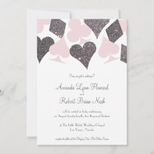 Invitation Parties scintillant Vegas Mariage Blush Pink et Si