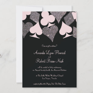 Invitation Parties scintillant Vegas Mariage Rose noir et arg