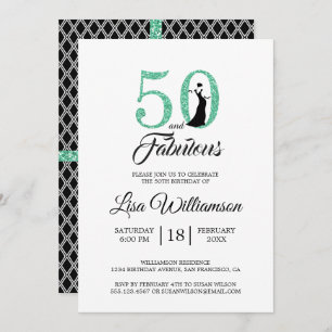 Invitation Parties scintillant verte 50 fabuleuse  50e annive