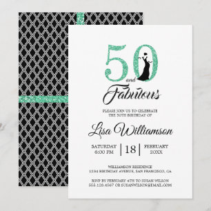 Invitation Parties scintillant verte 50 Fabuleux   Fête du 50