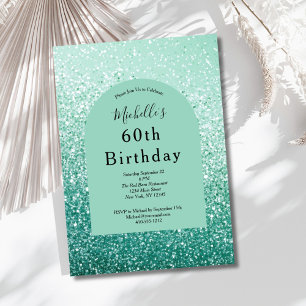 Invitation Parties scintillant verte à la menthe Glam Bling 6
