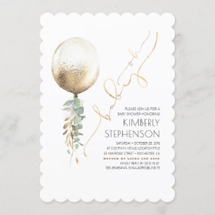 Invitation Parties scintillant verte et or Ballons Oh Baby sh