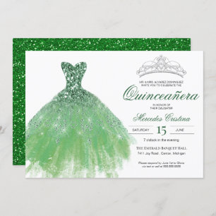 Invitation Parties scintillant verte Glam Gown Quinceañera In