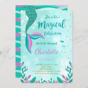 Invitation Parties scintillant verte Mermaid Queue Anniversai