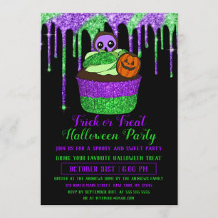 Invitation Parties scintillant verte violet de néon Cupcake H