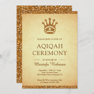 Invitation Parties scintillant vintage Royal Gold Crown Aqeeq