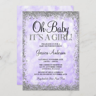 Invitation Parties scintillant violet Argent Faux Lumières Ba