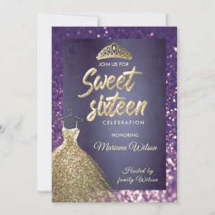 Invitation Parties scintillant violet chic Robe or tiara Swee