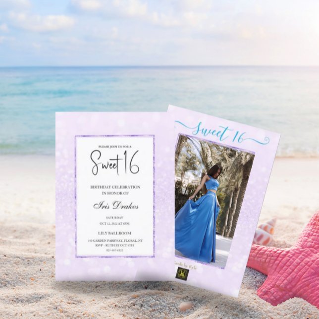 Invitation Parties scintillant violet clair élégant chic Swee (Créateur téléchargé)