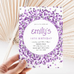 Invitation Parties scintillant violet Confetti Jouer Annivers<br><div class="desc">Cette amusante parties scintillant de confetti invitation de fête d'anniversaire comporte fausse parties scintillant brillante or et votre texte personnalisé. Des options supplémentaires pour le texte et la mise en page sont disponibles si vous choisissez de customiser plus loin.</div>