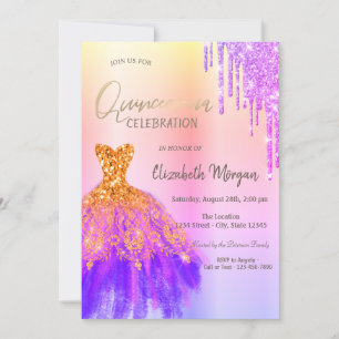 Invitation Parties scintillant violet Draps Robe Quinceañera