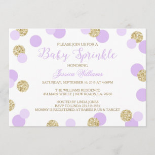 Invitation Parties scintillant violet et or Bébé saupoudrer I