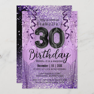 Invitation Parties scintillant violet et rose 30e anniversair