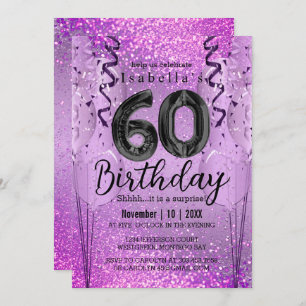 Invitation Parties scintillant violet et rose 60e anniversair
