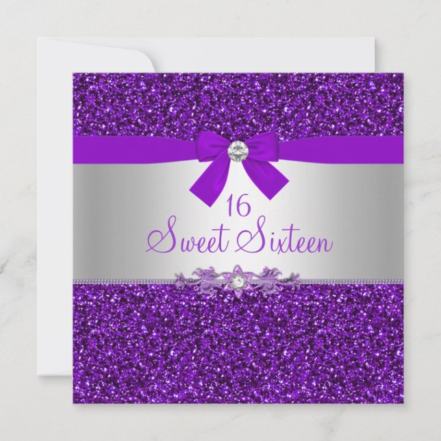 Invitation Parties scintillant violet et Sweet six (Devant)