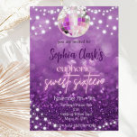 Invitation Parties scintillant violet Sweet sixteen Euphoria<br><div class="desc">Cette invitation branchée à la fête sweet sixteen donnera le ton à la fête euphorique parfaite !</div>
