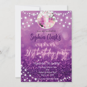 Invitation Parties scintillant violette 21e anniversaire Euph