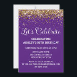 Invitation Parties scintillant violette blanche 50e anniversa<br><div class="desc">Purple White Gold Parties scintillant Invitation,  50e invitation de fête d'anniversaire Cinquante,  Fêtons digitale Any Age,  Téléchargement instantané Cinquante-sixième cinquième,  Personnalisé 50e 60e Cinquantième,  Élégant Jalon modèle Golden Glam,  Personnalisé 50 60 Confetti personnalisé,  Calligraphie adulte Moderne Script stylish,  Chic trendy simple pour elle,  Bling 55e 65e 45e célébration</div>
