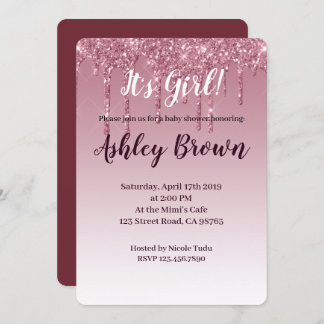 Invitation parties scintillant violette c'est une fille baby