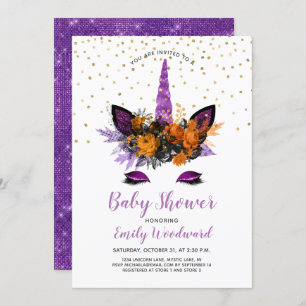 Invitation Parties scintillant violette Halloween Unicorn Bab
