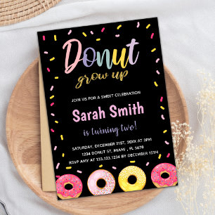 Invitation Parties scintillant violette Noir Rose Donut Anniv