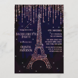 Invitation Parties scintillant violette Paris Tour Eiffel Bac