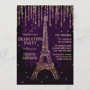 Invitation Parties scintillant violette Paris Tour Eiffel Dip