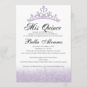 Invitation Parties scintillant violette Quinceañera Invitatio