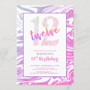Invitation Parties scintillant violette rose moderne 12e anni