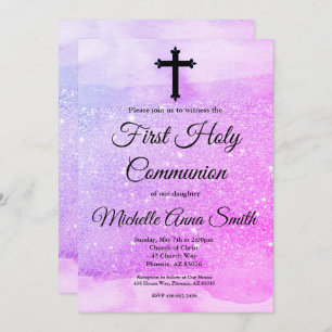 Invitation Parties scintillant violette rose Première Premièr