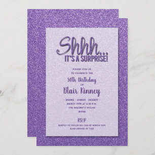 Invitation Parties scintillant violette SURPRISE Anniversaire