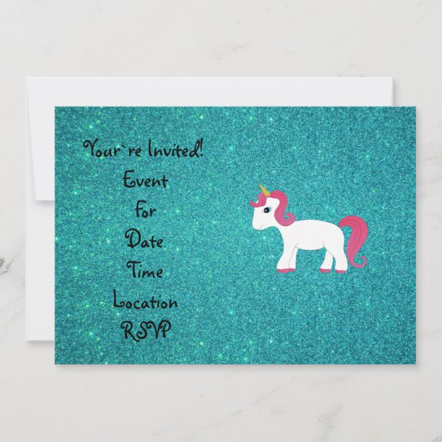 Invitation Parties scintillantes de turquoise de licorne (Devant)