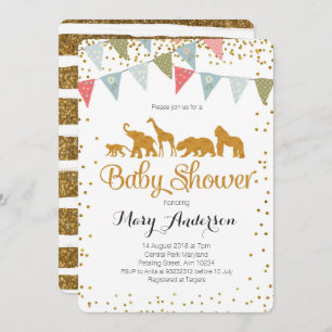 Invitation Parties scintillantes d'or d'invitation de baby