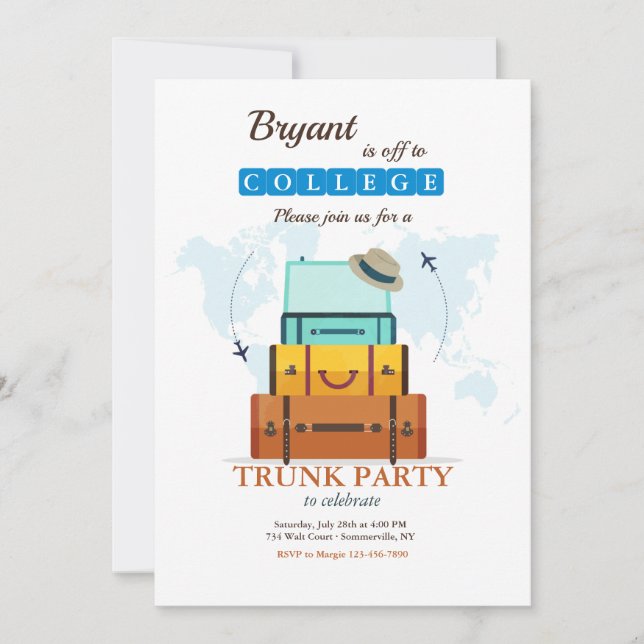 Invitation Partir à l'université masculine (Devant)