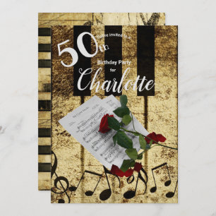 Invitation Partition 50e Anniversaire Piano Keys Partition Ro