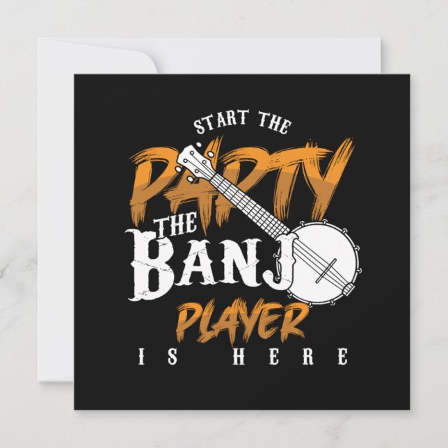 Invitation Party Banjo Player est ici Instrument Music Cadeau (Devant)