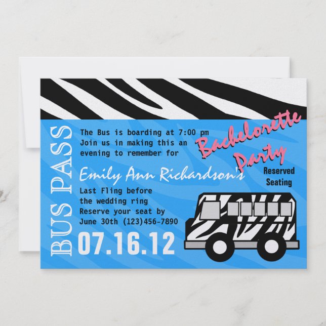 Invitation Party Bus Bachelorette Party Bash (Devant)