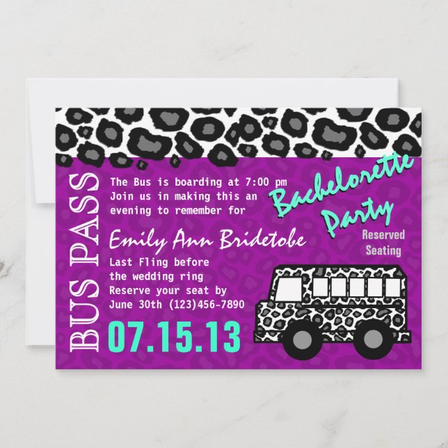 Invitation Party Bus Bachelorette Party Bash (Devant)