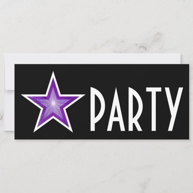 Invitation 'PARTY' de l'étoile violette noir long (Devant)