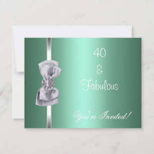Invitation Party Mint Argent Bow Fabuleux 40e