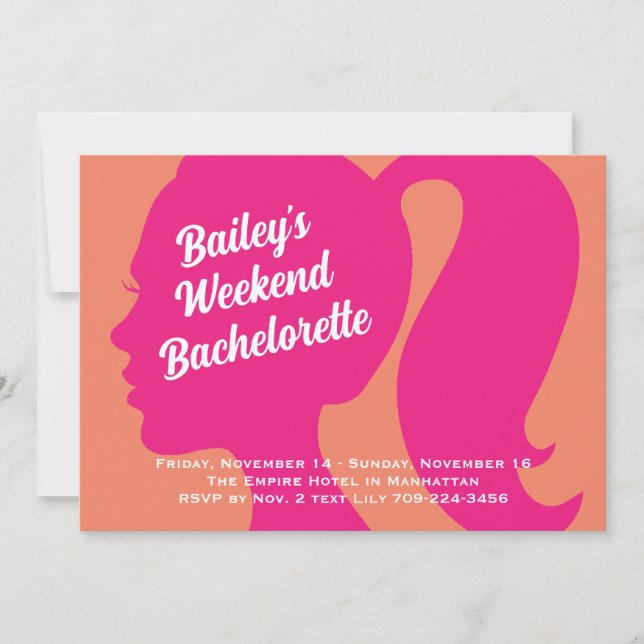 Invitation Party Pink & Orange Weekend Bachelorette (Devant)