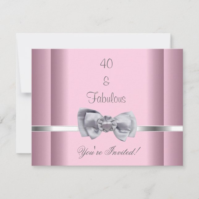 Invitation Party Silver Bow Image Fabuleux 40th Pi (Devant)