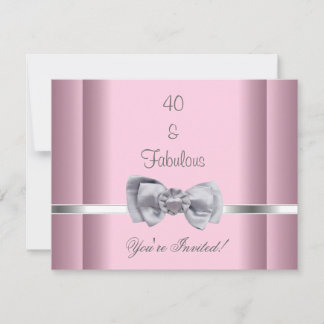 Invitation Party Silver Bow Image Fabuleux 40th Pi
