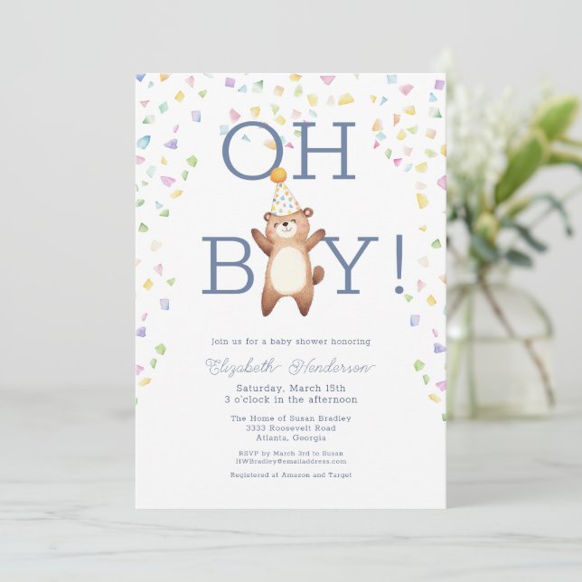 Invitation Party Teddy Bear C'est un garçon Baby shower Invit (Debout devant)